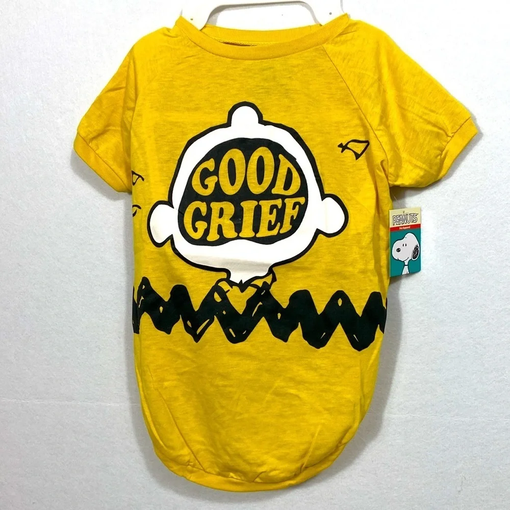 Yellow 'Good Grief' Dog Shirt and Harness Set Peanuts & Minions size Large
